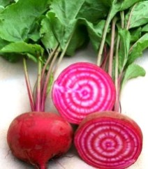 The inside of a beet